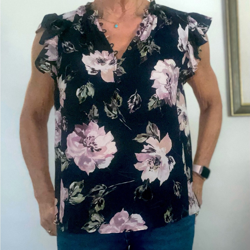 Rebecca Taylor floral silk blouse size small